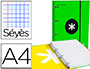 CLASSEUR ANTARTIK 4 ANNEAUX 25MM A4 CARTON REMBORDE       FEUILLETS MOBILES SEYES       COLORIS VERT