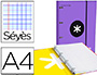 CLASSEUR ANTARTIK 4 ANNEAUX 25MM A4 CARTON REMBORDE       FEUILLETS MOBILES SEYES       COLORIS VIOLET