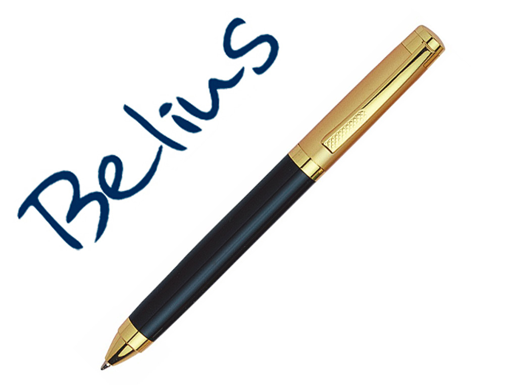 STYLO-BILLE BELIUS FRANKFORT COLORIS NOIR DETAILS DOR S    ENCRE BLEUE