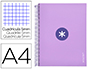 CAHIER SPIRALE LIDERPAPEL ANTARTIK A4 240P 100G REMBORD QUADRILLAGE 5MM MICROPERFOR 5 BANDES 4 TROUS COLORIS LAVANDE