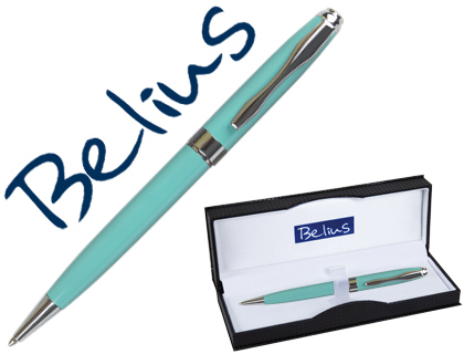 STYLO BELIUS MARSELLA COLORIS VERT MENTHE MECANISME         HELICOIDAL POINTE 1MM ENCRE   BLEUE