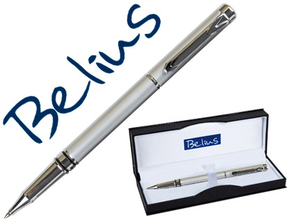 STYLO ROLLER BELIUS NUREMBERG COLORIS GRIS POINTE 0,5 MM    ENCRE BLEUE