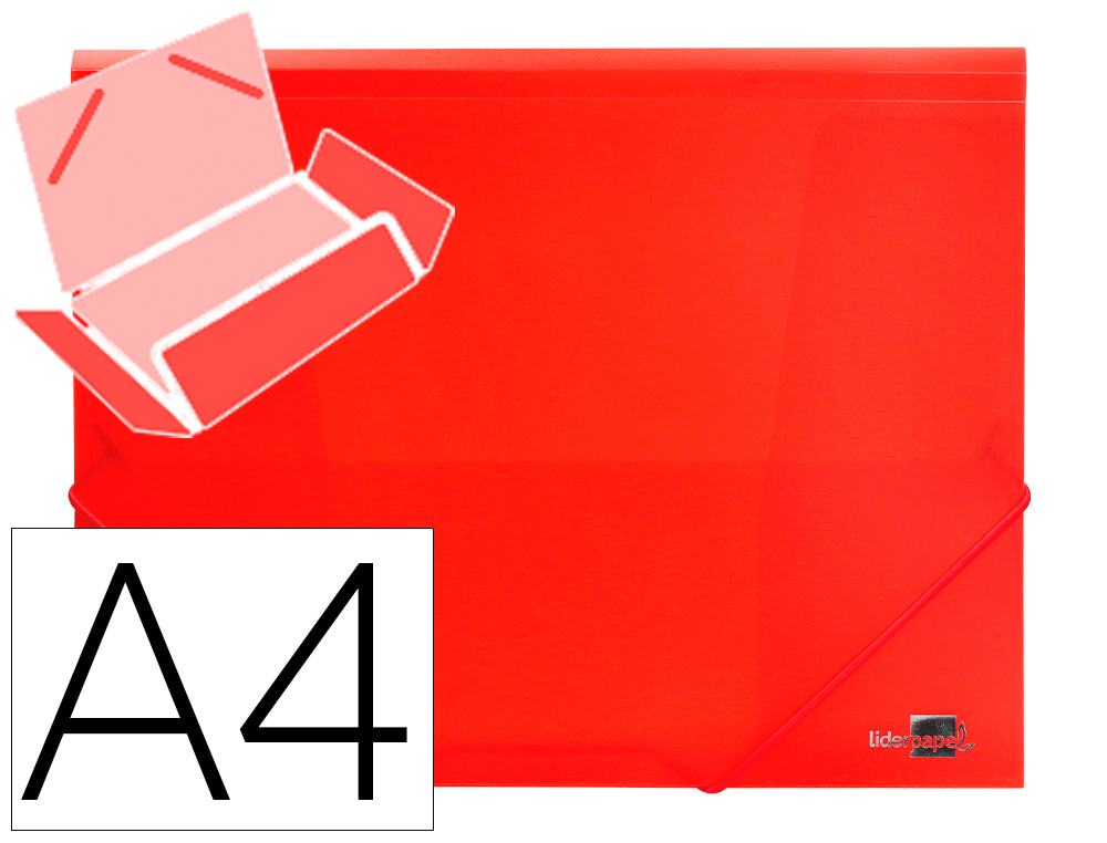 CHEMISE LIDERPAPEL POLYPROPYLNE DOS FLEXIBLE A4 210X297MM 4/10E 3 RABATS LASTIQUE 100F COLORIS ROUGE TRANSLUCIDE