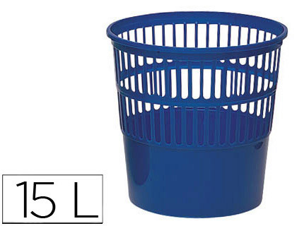 CORBEILLE  PAPIER Q-CONNECT AJOURE POLYSTYRNE SOUPLE ET TRS RSISTANT 15L COLORIS BLEU