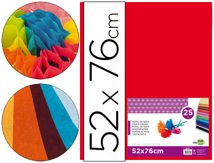 PAPIER DE SOIE LIDERPAPEL 52X76CM 18G/M2 UNICOLORE ROUGE SACHET 25F