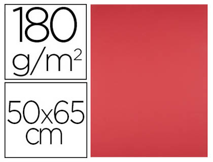 PAPIER CARTONN LIDERPAPEL DESSIN TRAVAUX MANUELS 180G/M2 50X65CM UNICOLORE ROUGE