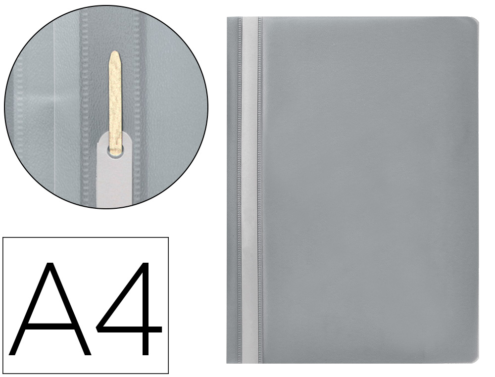 CHEMISE PRSENTATION Q-CONNECT  LAMELLES POLYPROPYLNE 18/100E DOCUMENT PERFOR A4 30F PORTE-TIQUETTE COLORIS GRIS
