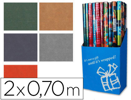 PAPIER CADEAU LIDERPAPEL KRAFT 0.70X2M 60G IMPRIM 1 FACE UNIE ROULEAU