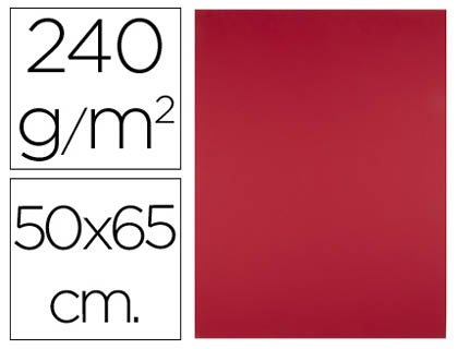 PAPIER CARTONN LIDERPAPEL DESSIN TRAVAUX MANUELS 240G/M2 50X65CM UNICOLORE ROUGE NOL