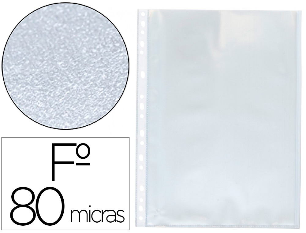 POCHETTE Q-CONNECT POLYPROPYLENE GRAINE PERFOREE FOLIO 80 MC BOITE 100 UNITES