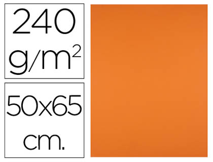 PAPIER CARTONNE LIDERPAPEL 50X65CM 240GR COLORIS ORANGE  PAQUET 25 FEUILLES