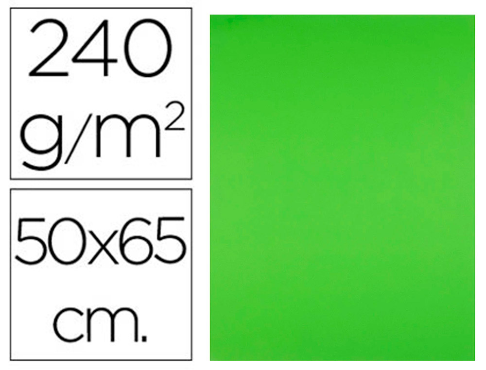 PAPIER CARTONNE LIDERPAPEL 50X65CM 240GR COLORIS VERT    HERBE PAQUET 25 FEUILLES