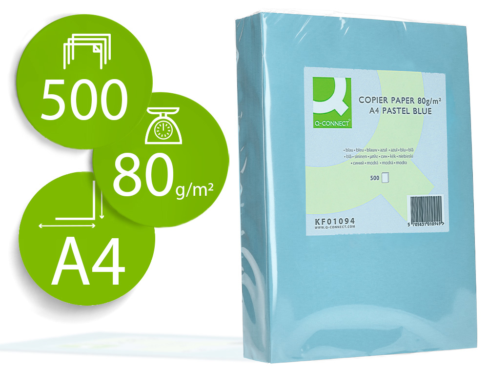 RAMETTE PAPIER COULEUR A4,80GR,500 FEUILLES 