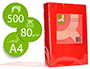 PAPIER COULEUR Q-CONNECT MULTIFONCTION A4 80G/M2 UNICOLORE ROUGE INTENSE RAMETTE 500 FEUILLES