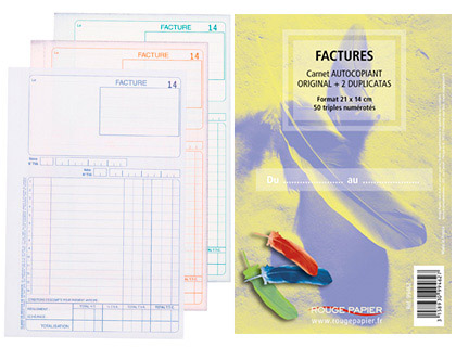 MANIFOLD ROUGE PAPIER 140X210MM 50 TRIPLIS FACTURES