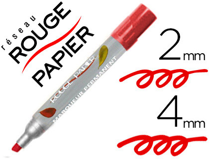 MARQUEUR ROUGE PAPIER PERMANENT POINTE BISEAUTE TRAC 2/4MM ENCRE BASE ALCOOL COULEUR ROUGE