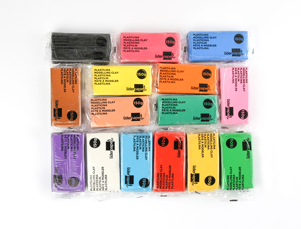 PÂTE À MODELER LIDERPAPEL VÉGÉTALE 15 COLORIS ASSORTIS ASSORTIMENT 15 PAINS DE 150G