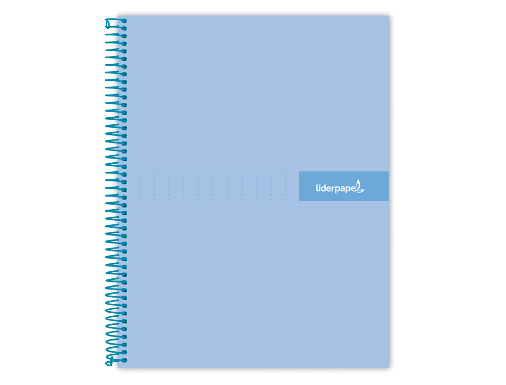 CAHIER SPIRALE LIDERPAPEL CRAFTY COUVERTURE CONTRECOLLE A4 240P 90G/M2 5X5MM MICROPERFOR 4 TROUS COLORIS BLEU CIEL