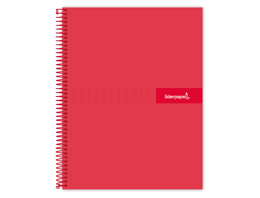 CAHIER SPIRALE LIDERPAPEL CRAFTY COUVERTURE CONTRECOLLE A4 240P 90G/M2 5X5MM MICROPERFOR 4 TROUS COLORIS ROUGE