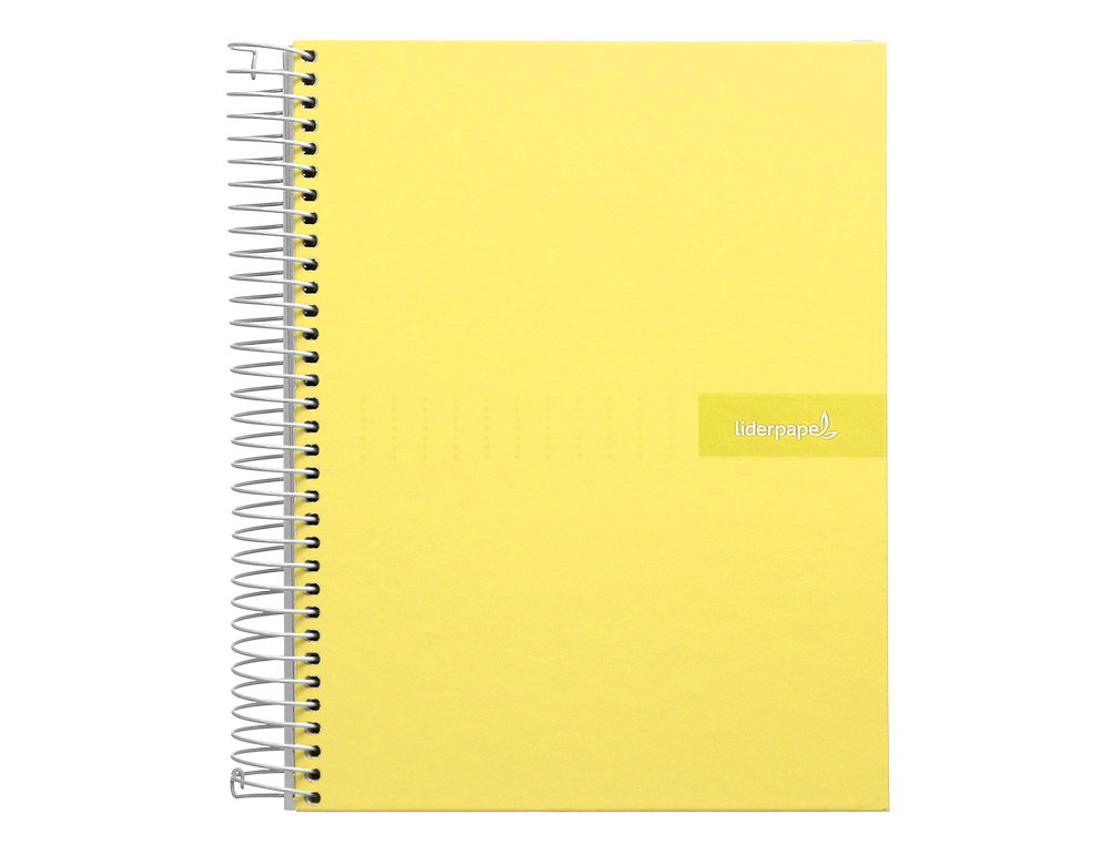 CAHIER SPIRALE LIDERPAPEL CRAFTY COUVERTURE CONTRECOLLE A4 240P 90G/M2 5X5MM MICROPERFOR 4 TROUS COLORIS JAUNE