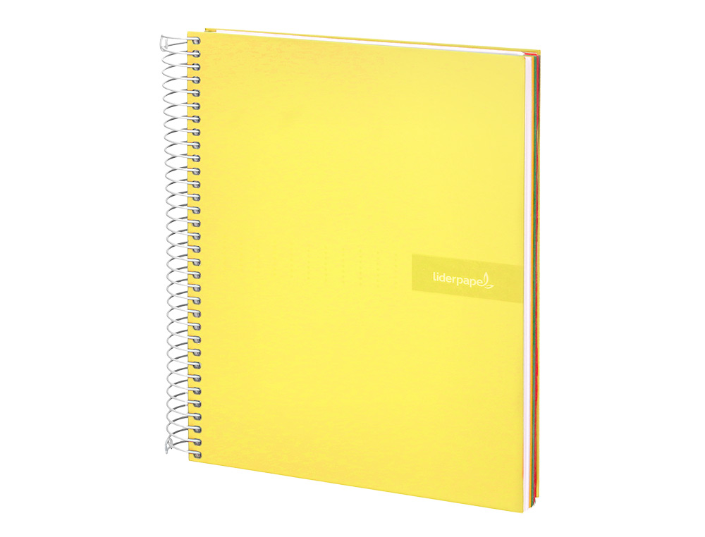 CAHIER SPIRALE LIDERPAPEL CRAFTY COUVERTURE CONTRECOLLE A4 240P 90G/M2 5X5MM MICROPERFOR 4 TROUS COLORIS JAUNE