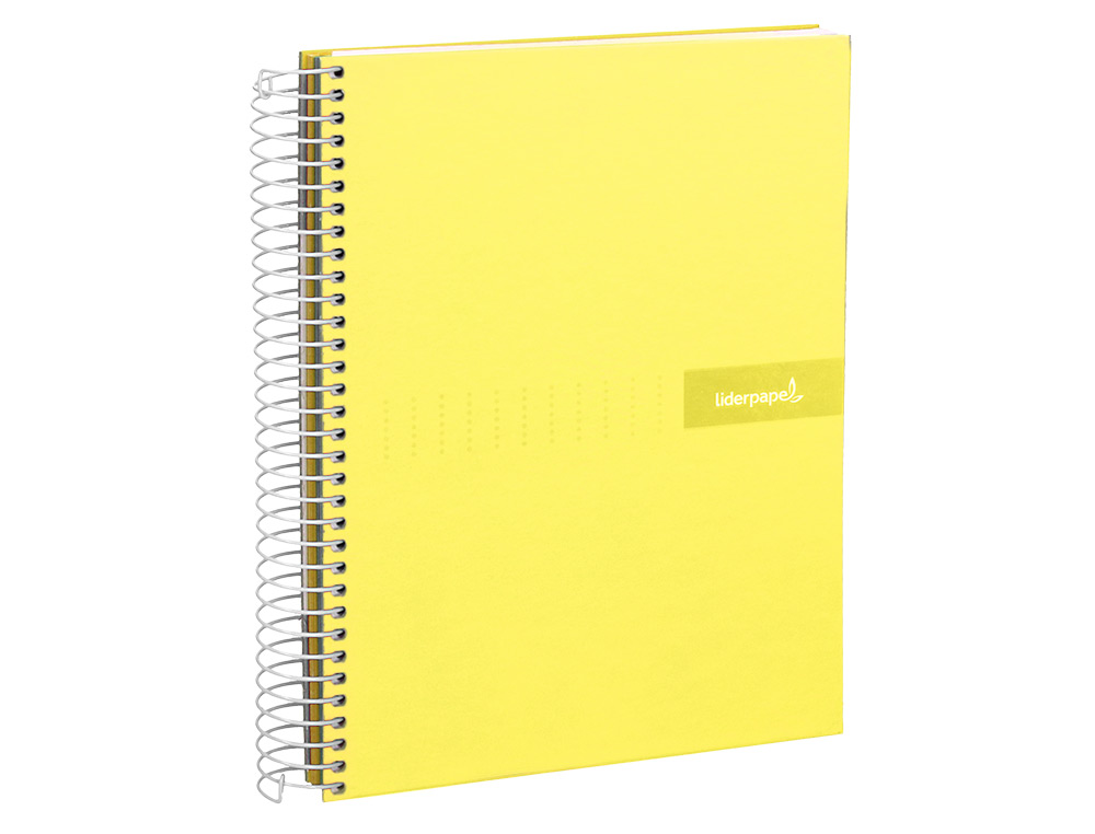 CAHIER SPIRALE LIDERPAPEL CRAFTY COUVERTURE CONTRECOLLE A4 240P 90G/M2 5X5MM MICROPERFOR 4 TROUS COLORIS JAUNE