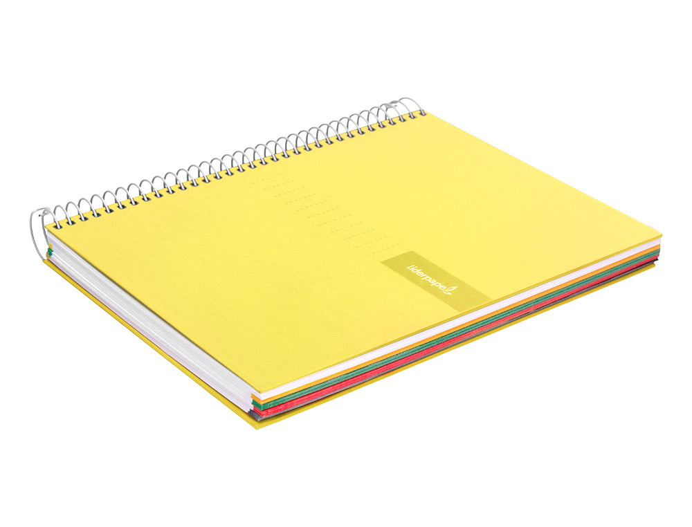 CAHIER SPIRALE LIDERPAPEL CRAFTY COUVERTURE CONTRECOLLE A4 240P 90G/M2 5X5MM MICROPERFOR 4 TROUS COLORIS JAUNE