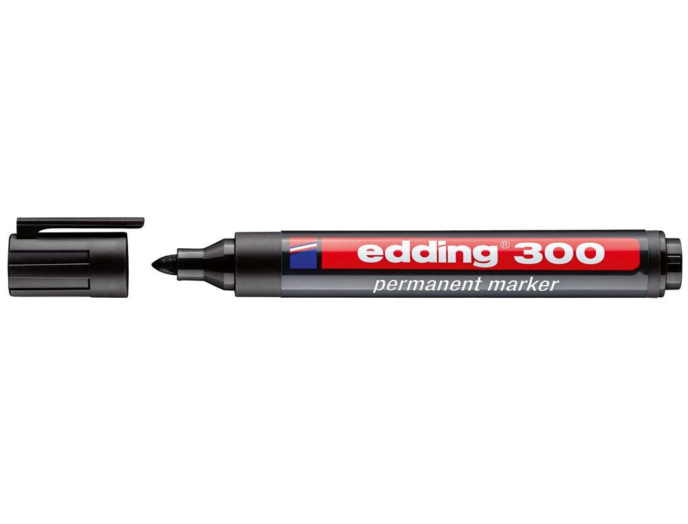 MARQUEUR EDDING PERMANENT E300 POINTE OGIVE TRACÉ 1.5/3MM CORPS PLASTIQUE COLORIS NOIR