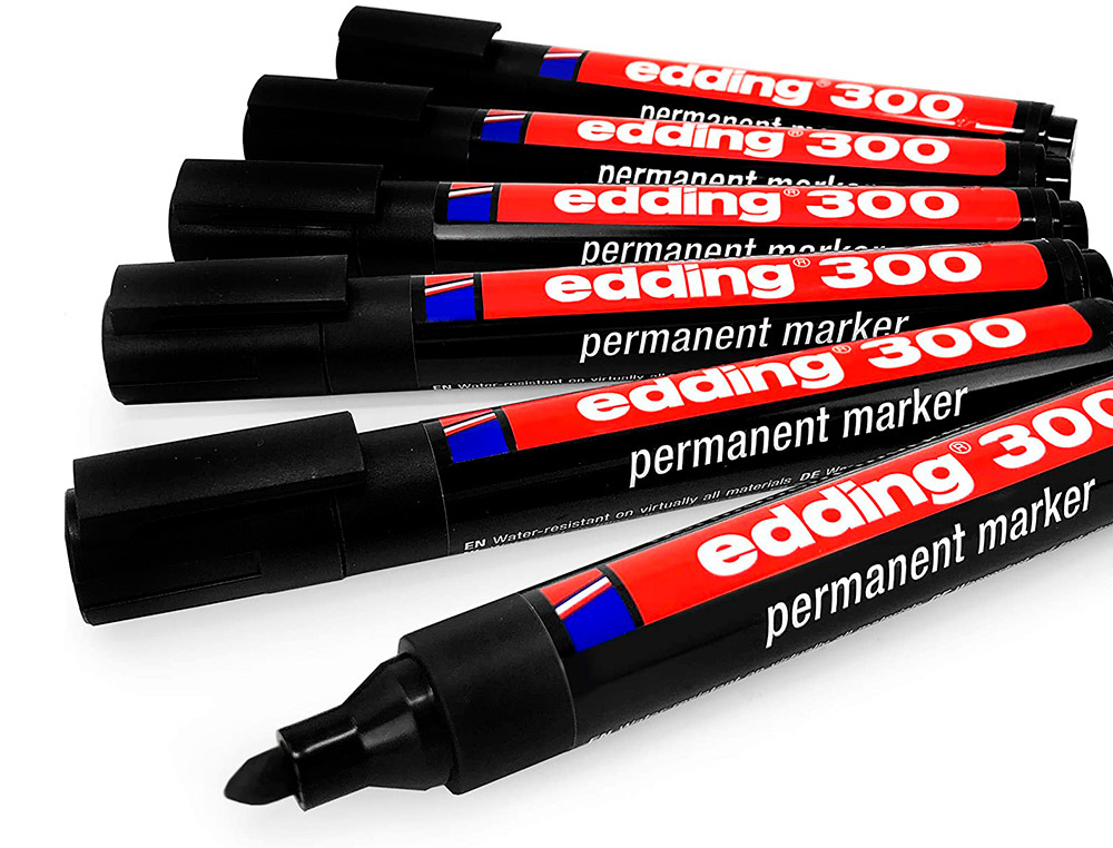 Papeterie FIXOT Discount35 MARQUEUR EDDING PERMANENT E300 POINTE OGIVE TRACE 1.5 3MM CORPS PLASTIQUE COLORIS NOIR