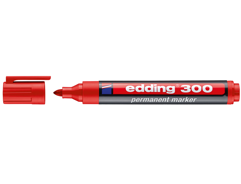MARQUEUR EDDING PERMANENT E300 POINTE OGIVE TRACÉ 1.5/3MM CORPS PLASTIQUE COLORIS ROUGE