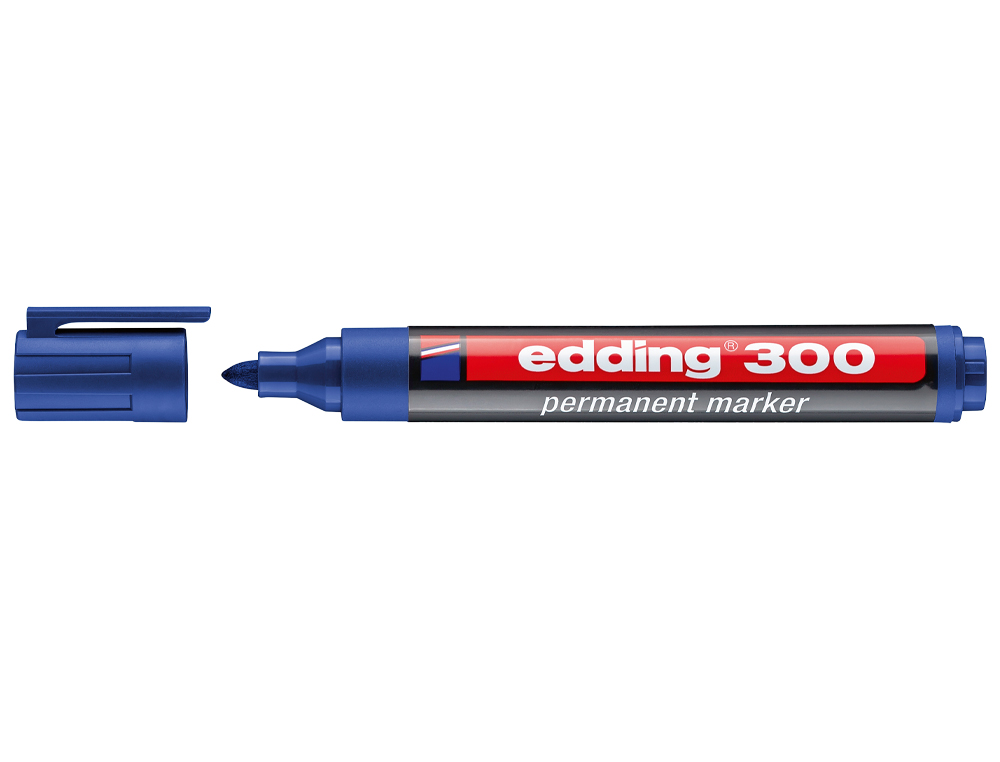 MARQUEUR EDDING PERMANENT E300 POINTE OGIVE TRACÉ 1.5/3MM CORPS PLASTIQUE COLORIS BLEU
