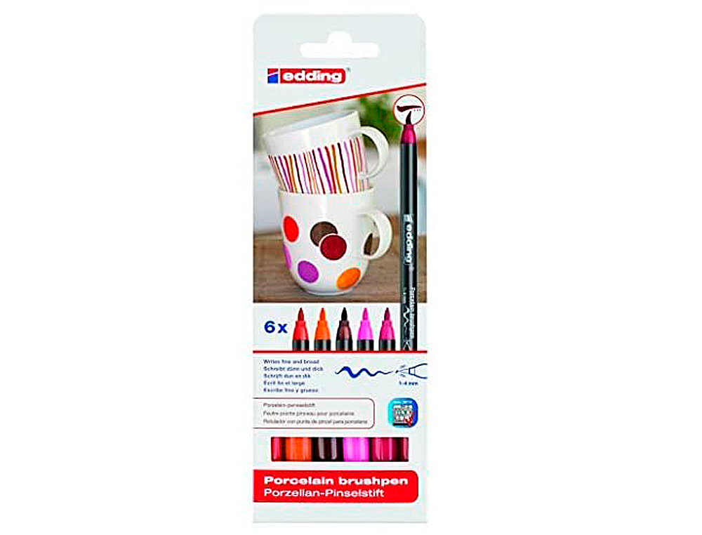 FEUTRE EDDING PORCELAINE E4200 CÉRAMIQUE ÉMAILLÉE VERRE POINTE PINCEAU FINE FLEXIBLE POCHETTE 6 COLORIS