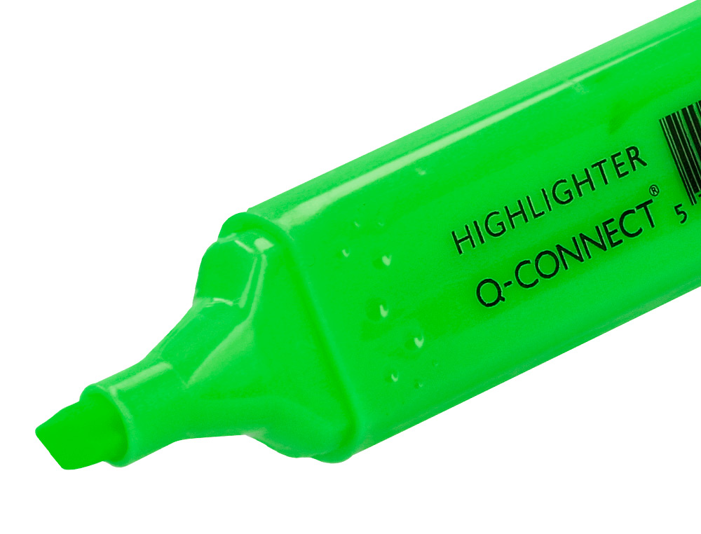 SURLIGNEUR Q-CONNECT TRACÉ 2/5 MM POINTE BISEAUTÉE COULEURS ÉCLATANTES VERT