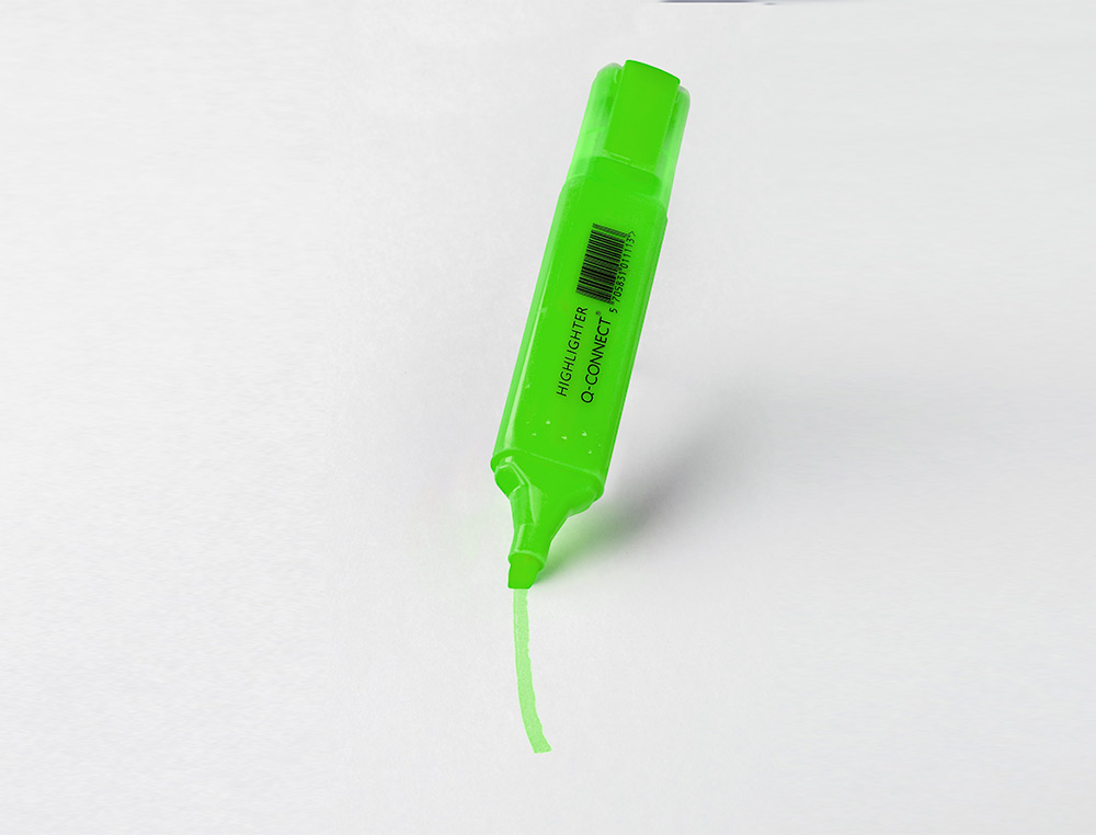 SURLIGNEUR Q-CONNECT TRACÉ 2/5 MM POINTE BISEAUTÉE COULEURS ÉCLATANTES VERT