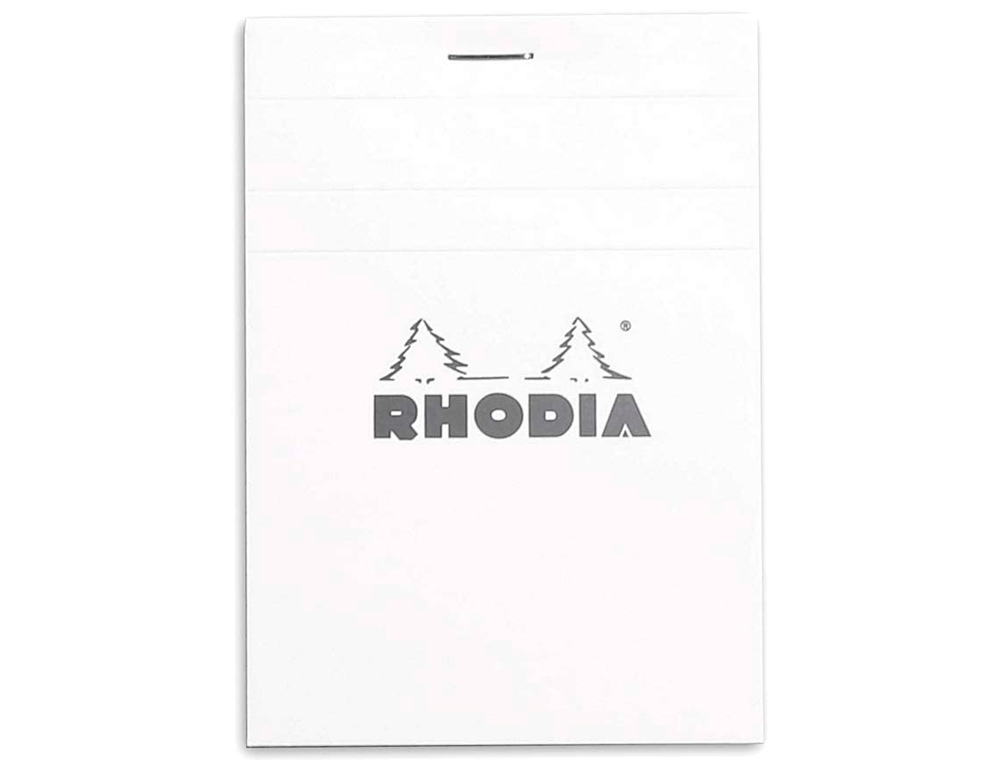 BLOC AGRAFÉ RHODIA WHITE N.12 8.5X12CM COUVERTURE CARTE ENDUITE 80F 80G 5X5MM MICROPERFORÉ BLANC