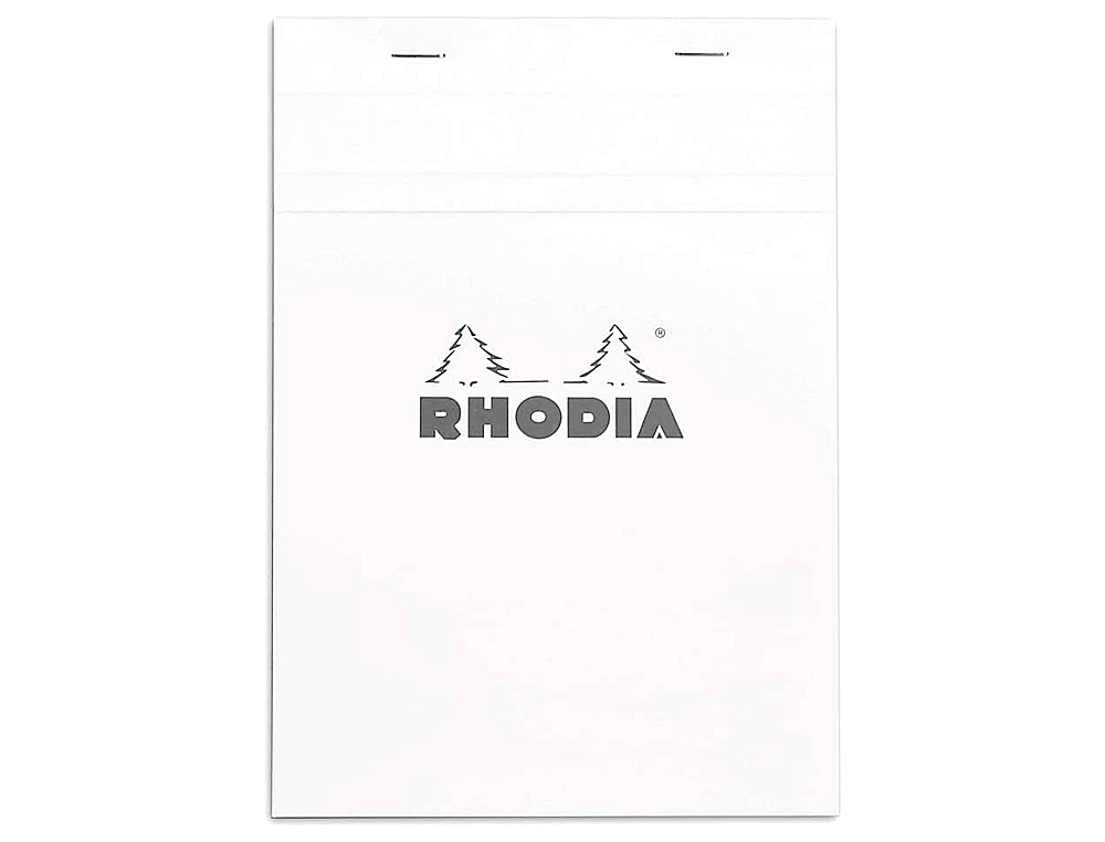 BLOC AGRAFÉ RHODIA WHITE N.16 A5 14.8X21CM COUVERTURE CARTE ENDUITE 80F 80G 5X5MM MICROPERFORÉ BLANC