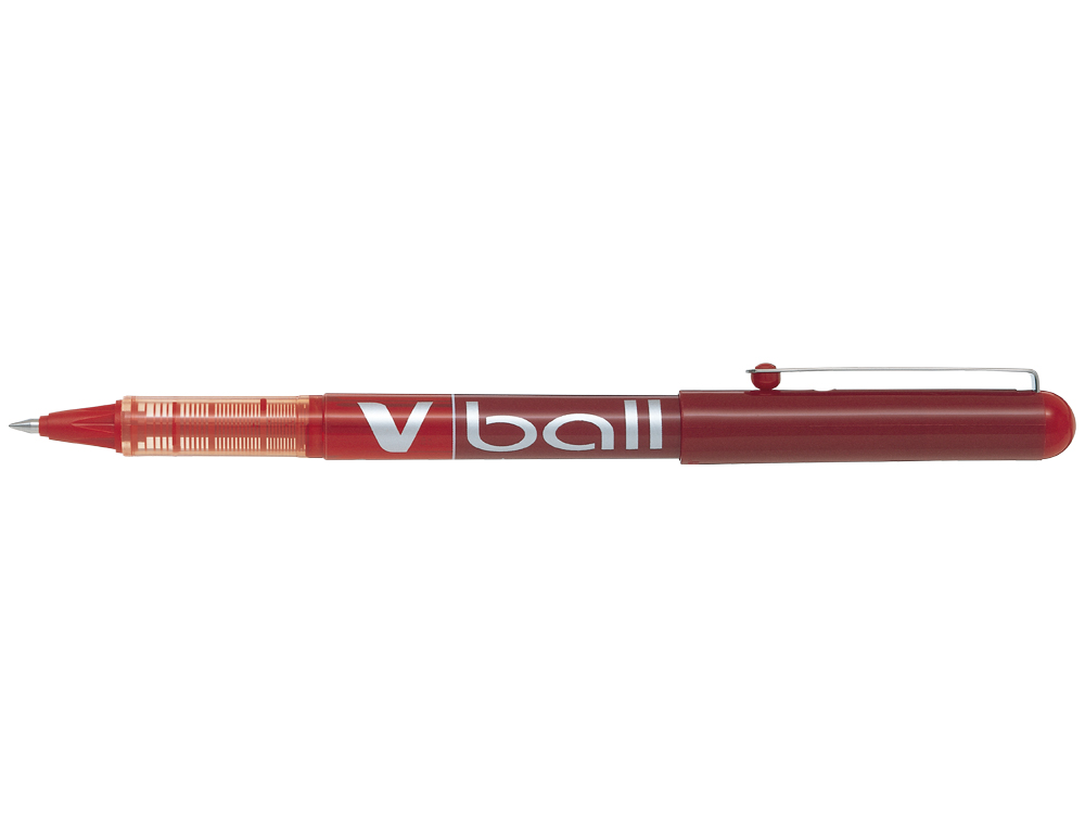 ROLLER PILOT VBALL 5 ÉCRITURE FINE 0.3MM ENCRE LIQUIDE NIVEAU VISIBLE RÉGULATEUR DÉBIT CLIP MÉTAL COLORIS ROUGE