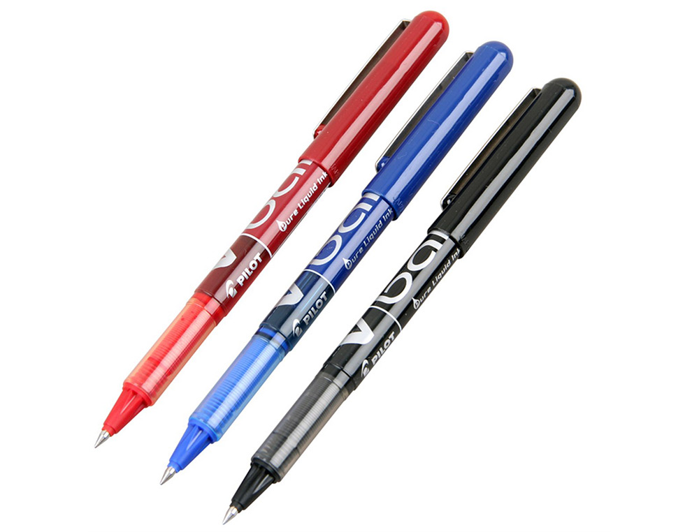 ROLLER PILOT VBALL 5 ÉCRITURE FINE 0.3MM ENCRE LIQUIDE NIVEAU VISIBLE RÉGULATEUR DÉBIT CLIP MÉTAL COLORIS ROUGE