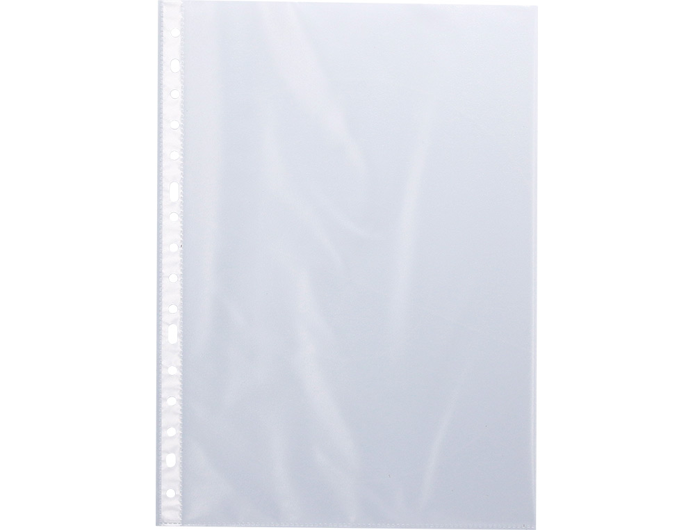 POCHETTE Q-CONNECT POLYPROPYLNE LISSE 5/100E PERFORE CRISTAL ANTISTATIQUE A4 210X297MM BOTE 100 UNITS