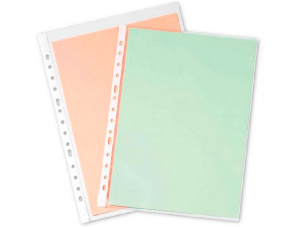 POCHETTE Q-CONNECT POLYPROPYLNE LISSE 5/100E PERFORE CRISTAL ANTISTATIQUE A4 210X297MM BOTE 100 UNITS