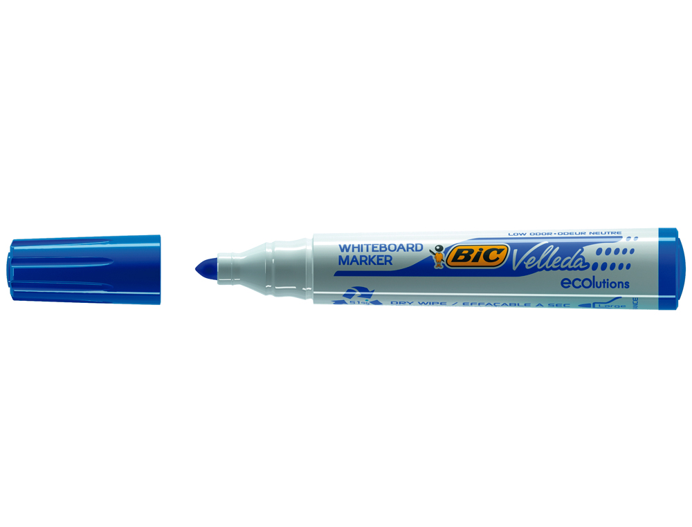 MARQUEUR BIC VELLEDA 1701 EFFAÇABLE POINTE OGIVE TRACÉ 1-5MM ENCRE BASE ALCOOL INODORE CORPS PLASTIQUE BLEU