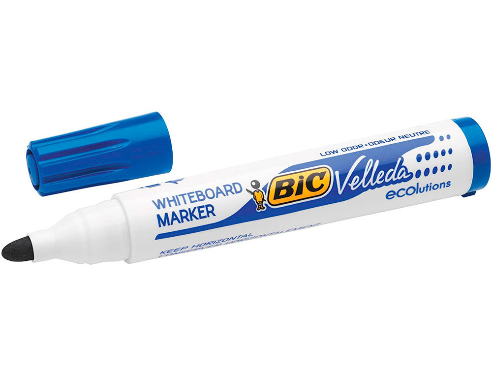 MARQUEUR BIC VELLEDA 1701 EFFAÇABLE POINTE OGIVE TRACÉ 1-5MM ENCRE BASE ALCOOL INODORE CORPS PLASTIQUE BLEU