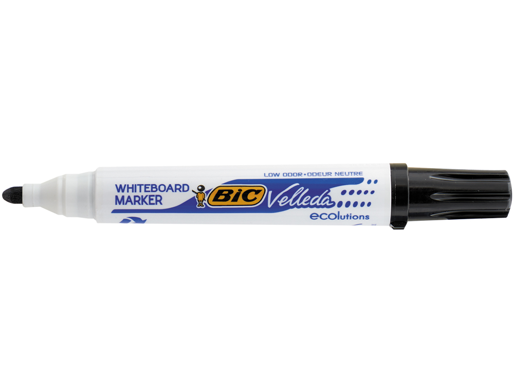 MARQUEUR BIC VELLEDA 1701 EFFAÇABLE POINTE OGIVE TRACÉ 1-5MM ENCRE BASE ALCOOL INODORE CORPS PLASTIQUE NOIR
