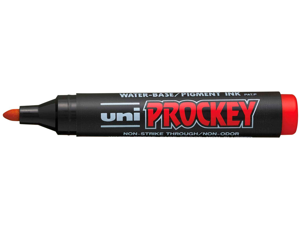 MARQUEUR UNIBALL UNI PROCKEY PERMANENT POINTE OGIVE TRACÉ 1.8MM ENCRE SANS ALCOOL CORPS PLASTIQUE COLORIS ROUGE