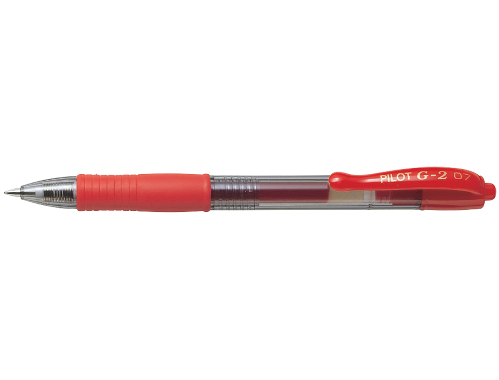 ROLLER PILOT G2 7 ECRITURE MOYENNE 0.4MM ENCRE GEL RETRACTABLE RECHARGEABLE CORPS TRANSLUCIDE GRIP CAOUTCHOUC ROUGE