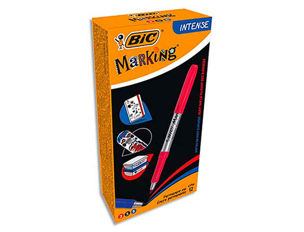 MARQUEUR BIC PERMANENT MARKING 1445 TRACÉ 1MM ENCRE BASE ALCOOL INODORE CORPS PLASTIQUE MULTIUSAGE COLORIS BLEU
