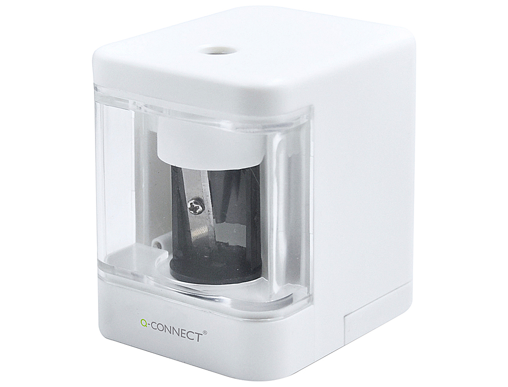 MACHINE À TAILLER Q-CONNECT ÉLECTRIQUE DE BUREAU DIAMÈTRE 6,5 À 8MM INCLUS CÂBLE USB/2 PILES AA