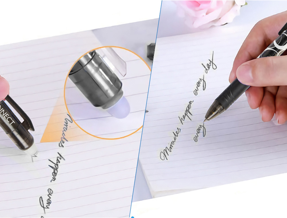 ROLLER Q-CONNECT ÉCRITURE MOYENNE 0.7MM ENCRE EFFAÇABLE GRIP PRÉHENSION GOMME SERTIE COLORIS NOIR