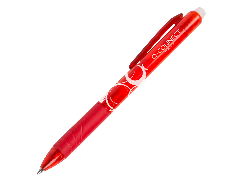ROLLER Q-CONNECT CRITURE MOYENNE 0.7MM ENCRE EFFAABLE GRIP PRHENSION GOMME SERTIE COLORIS ROUGE