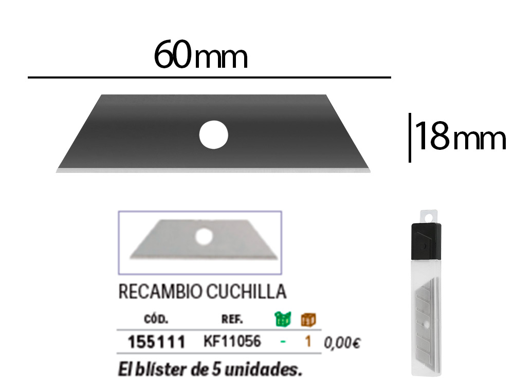 LAMES Q-CONNECT POUR CUTTER KF14624 BLISTER 5 UNITES